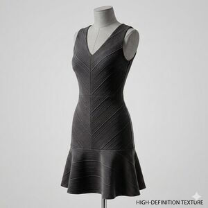 LOFT NWT Black Textured Chevron Fit & Flare Dress Sleeveless V-Neck Size 2 LBD